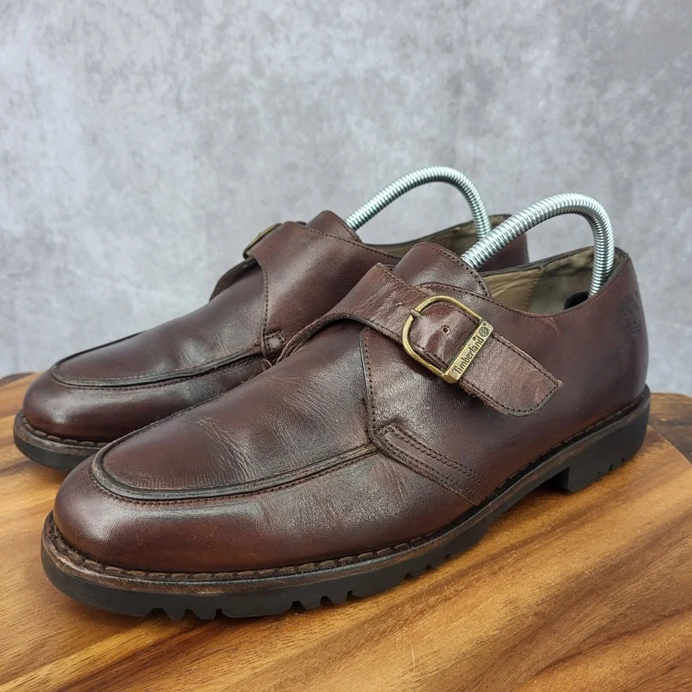 Timberland Monk Strap Shoes Mens 9 Brown Leather Casual Dress Shoes‎ 60048